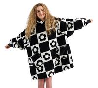 BEDSURE Hoodie Blanket with Sleeves - Cuddly Jumper as Gifts for Women - Cuddly Blanket with Sleeves Soft Warm Wearable Blanket Gifts for Men and Women Floral Check Pattern Printed 95 x 85 cm
