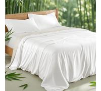 Bedsure King Size Duvet Cover - 100% Rayon Derived from Bamboo, Cooling Duvet Cover Sets, Breathable & Cool Summer Bedding with 2 Pillowcases, Zipper Closure, Perfect for Hot Sleeper, White