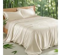 Bedsure King Size Duvet Cover - 100% Rayon Derived from Bamboo, Cooling Duvet Cover Sets, Breathable & Cool Summer Bedding with 2 Pillowcases, Zipper Closure, Perfect for Hot Sleeper, Beige