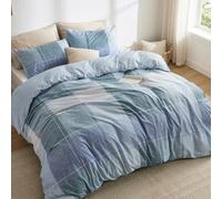 Bedsure King Size Duvet Cover - Reversible Buffalo Plaid Duvet Cover Set with Zipper Closure, 3 Pieces Blue Bedding Set with 8 Corner Ties and 2 Pillowcases, 230x220cm