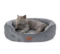 Bedsure Small Dog Bed Washable - Grey Round Pet Sofa for Large Cats and Small Dogs, Non-Slip Indoor Design, Supports 14kg, 63x53x20cm