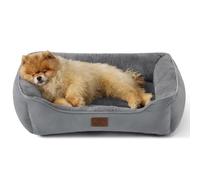 Bedsure Large Cat beds for Indoor Cats Washable, Small Dog Bed, 63.5x53cm | Rectangle Dog Bed Medium with Anti-Slip Bottom, Cat Basket Pet Bed for Puppy with soft Material, Grey