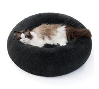 Bedsure Large Cat Donut Bed - 50x50x13cm Small Dog Bed for Indoor Cats and Puppy, Washable Round Cat Beds for Small Dogs, Fluffy Calming Anti Anxiety Kitten Bed, Dark Grey