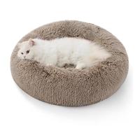 Bedsure Large Cat Donut Bed - 50x50x16cm Small Dog Bed for Indoor Cats and Puppy, Washable Round Cat Beds for Small Dogs, Fluffy Calming Anti Anxiety Kitten Bed, Camel
