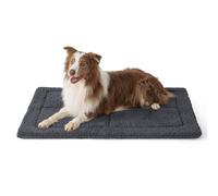 Bedsure Large Dog Bed Mat,Washable Fleece Foam Pet Mat, 104x69cm,Dark Grey | Dog Crate Mattress for Pets with Anti Slip Bottom, Large Dog Bed with Soft support