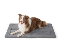 Bedsure Large Dog Bed Mat,Washable Fleece Foam Pet Mat,104x69cm,Light Grey | Dog Crate Mattress for Pets with Anti Slip Bottom, Large Dog Bed with Soft support