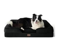 Bedsure Large Dog Bed Sofa - Washable Orthopedic Dog Couch, 89x63x16cm | Waterproof Inner Liner, Removable Flannel Cover, Dog Pillow with U-Shape Bolster, Black Squre Pet Bed