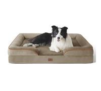 Bedsure Large Dog Bed Sofa - Washable Orthopedic Dog Couch, 89x63x16cm | Waterproof Inner Liner, Removable Flannel Cover, Dog Pillow with U-Shape Bolster, Hazel Squre Pet Bed
