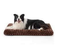 Bedsure Large Dog Bed Washable -101x65x8cm Swirled Plush Dog Mat Gentle Support, Brushed Dogs Crate Mattress with Non-Slip Bottom, Fluffy Pet Cushion for Large Dogs, Brown