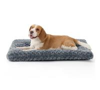 Bedsure Large Dog Bed Washable -84x54x7cm Swirled Plush Dog Mat Gentle Support, Brushed Dogs Crate Mattress with Non-Slip Bottom, Pet Cushion for Medium & Large Dogs, Grey