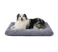Bedsure Large Dog Bed Washable - Bubble Fleece Dog Mat Gentle Support, Dogs Crate Mattress with Non-Slip Bottom, Fluffy Pet Cushion for Large Dogs, Grey,104x69x9cm