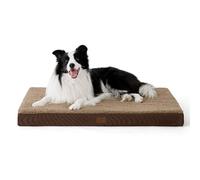 Bedsure Large Dog Bed Washable - Orthopedic Dog Pillow and Mattress Mat for Dog Crate with Removable Plush Sherpa Cover, Brown, 91x69x7.6cm