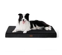 Bedsure Large Dog Bed Washable - Orthopedic Dog Pillow and Mattress Mat for Dog Crate with Removable Plush Sherpa Cover, Black, 91x69x7.6cm