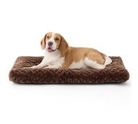 Bedsure Large Dog Bed Washable - Swirled Plush Dog Mat Gentle Support, Brushed Dogs Crate Mattress with Non-Slip Bottom, Pet Cushion for Medium & Large Dogs, Brown,89x58x7cm