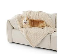 Bedsure Large Dog Blankets Washable - 120x100cm Soft Fluffy Puppy Blanket for Large Dogs and Pets, Cosy Calming Cat Blanket for Indoor Cats, Fleece Dog Bed Blankets, Pet throws for Sofa, Cream