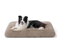 Bedsure Large Dog Crate Bed Washable, Fluffy Mattress, 89x58cm, Camel