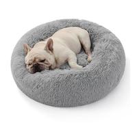 Bedsure Large Donut Dog Bed - 70x70x15cm Washable Round Dog Bed for Indoor Pets, Fluffy Calming Anti Anxiety Pet Beds for Large Dogs, Light Grey