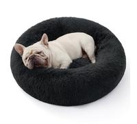 Bedsure Large Donut Dog Bed - 70x70x20cm Washable Round Dog Bed for Indoor Pets, Fluffy Calming Anti Anxiety Pet Beds for Large Dogs, Dark Grey
