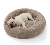Bedsure Large Donut Dog Bed - 70x70x15cm Washable Round Dog Bed for Indoor Pets, Fluffy Calming Anti Anxiety Pet Beds for Large Dogs, Camel