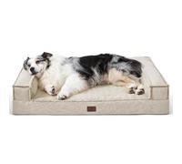 Bedsure Large XL Dog Sofa Bed - Washable Orthopedic Dog Couch, Waterproof Square with U-Shape Bolster, Cream
