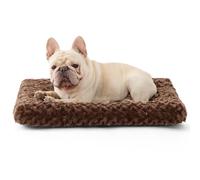Bedsure Medium Dog Bed Mat Washable - Swirled Plush Dog Crate Bed with Gentle Support, Brushed Dogs bed Mattress with Non-Slip Bottom, Fluffy Pet Cushion for Medium Dogs, Brown,74x53x7cm