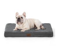 Bedsure Medium Dog Bed Washable - Orthopedic Dog Bed and Mattress Mat for Dog Crate with Removable Plush Sherpa Cover, Grey, 76x51x7.6cm