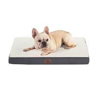 Bedsure Medium Dog Bed Washable - Orthopedic Dog Bed and Mattress Mat for Dog Crate with Removable Plush Sherpa Cover, White, 76x51x7.6cm