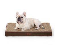 Bedsure Medium Dog Bed Washable - Orthopedic Dog Pillow and Mattress Mat for Dog Crate with Removable Plush Sherpa Cover, Brown, 76x51x7.6cm