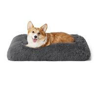 Bedsure Medium Dog Crate Bed - Fluffy Dog Mattress with Anxiety Pillow, Washable for Puppy & Large Cats, Anti Slip Bottom, Dark Grey, 74x53cm