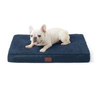Bedsure Medium Pet Bed Washable - Orthopedic Dog Mattress and Pillow Mat for Dog Crate with Removable Plush Sherpa Cover, Navy, 76x51x7.6cm