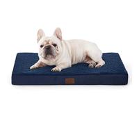 Bedsure Medium Pet Bed Washable - Orthopedic Dog Mattress and Pillow Mat for Dog Crate with Removable Plush Sherpa Cover, Navy, 76x51x7.6cm