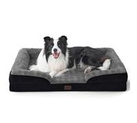 Bedsure Orthopedic Dog Bed for Large Dogs - Calming Dog Sofa Beds Large with Luxurious Short Plush, Big Pet Couch Bed with Removable Washable Cover, Waterproof Lining and Nonskid Bottom, Black