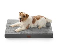 Bedsure Orthopedic Dog Bed Medium - 74x46x7cm Washable Dog Crate Bed with Non-Slip Bottom and Removable Washable Cover, Egg Crate Foam Pet Mattress, Grey - NOT Waterproof