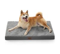 Bedsure Orthopedic Dog Bed Medium - 89x56x7cm Washable Dog Crate Bed with Non-Slip Bottom and Removable Washable Cover, Egg Crate Foam Pet Mattress, Grey - NOT Waterproof