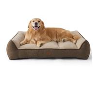 Bedsure Orthopedic Dog Beds Large - 122x89cm Extra Thick Supportive Dogs Couch with Waterproof Washable Cover, XL Plus Extra Large Pet Bed Sofa with Soft Plush Sherpa and Nonskid Bottom, Brown