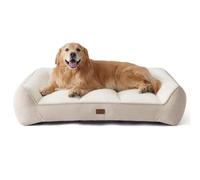 Bedsure Orthopedic Dog Beds Large - 122x89cm Extra Thick Supportive Dogs Couch with Waterproof Washable Cover, XL Plus Extra Large Pet Bed Sofa with Soft Plush Sherpa and Nonskid Bottom, Cream