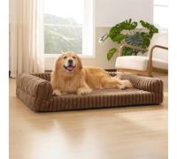 Bedsure Orthopedic Dog Beds Large - 122x89x20cm Waterproof Memory Foam Dog Sofa with Sides, Non-Slip Bottom and Egg-Crate Foam Large Pet Couch Sofa with Washable Removable Corduroy Cover, camel brown