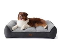 Bedsure Orthopedic Dog Beds Large - 89x63cm Extra Thick Supportive Large Dogs Sofa with Waterproof Washable Cover, Pet Bed Sofa with Soft Plush Sherpa and Nonskid Bottom, Dark Grey