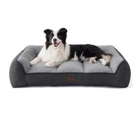 Bedsure Orthopedic Dog Beds Large - 96x71cm Extra Thick Supportive Large Dogs Sofa with Waterproof Washable Cover, L Plus Pet Bed Sofa with Soft Plush Sherpa and Nonskid Bottom, Dark Grey