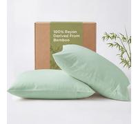 Bedsure Pillow Cases for Hair - 100% Rayon Derived from Bamboo, Cooling Pillowcases 2 Pack with Envelope Closure, Perfect for Hot Sleeper, Gifts for Women, Standard Size 50x75 cm, Sage Green