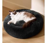 Bedsure Large Cat Donut Bed - 50x50x13cm Small Dog Bed for Indoor Cats and Puppy, Washable Round Cat Beds for Small Dogs, Fluffy Calming Anti Anxiety Kitten Bed, Dark Grey