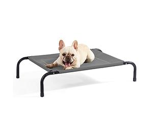 Bedsure Raised Dog Bed Small - Elevated Waterproof Dog Bed With Mesh, Outdoor Pet Cot for Travel and Garden, Grey, 87x63x20cm
