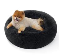 Bedsure Donut Dog Bed Medium - 60x60x20cm Washable Round Puppy Bed for Small Dogs, Fluffy Calming Anti Anxiety Large Cat Bed for Indoor Cats, Dark Grey