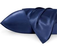 Bedsure Satin Pillowcase for Hair - Similar to Silk Pillowcase, Cooling Pillow Cases 2 Pack with Envelope Closure, Gifts for Women, Queen & Standard Size 50x75 cm, Navy Blue