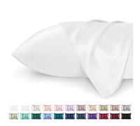 Bedsure Satin Pillowcase for Hair - Similar to Silk Pillowcase, Cooling Pillow Cases 2 Pack with Envelope Closure, Gifts for Women, Queen & Standard Size 50x75 cm, White
