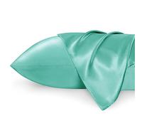 Bedsure Satin Pillowcase for Hair - Similar to Silk Pillowcase, Cooling Pillow Cases 2 Pack with Envelope Closure, Gifts for Women, Queen & Standard Size 50x75 cm, Viridis Green