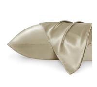 Bedsure Satin Pillowcase for Hair - Similar to Silk Pillowcase, Cooling Pillow Cases 2 Pack with Envelope Closure, Gifts for Women, Queen & Standard Size 50x75 cm, Khaki