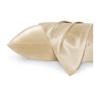Bedsure Satin Pillowcase for Hair - Similar to Silk Pillowcase, Cooling Pillow Cases 2 Pack with Envelope Closure, Gifts for Women, Queen & Standard Size 50x75 cm, Gray Sand