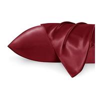 Bedsure Satin Pillowcase for Hair - Similar to Silk Pillowcase, Cooling Pillow Cases 2 Pack with Envelope Closure, Gifts for Women, Queen & Standard Size 50x75 cm, Winery Red
