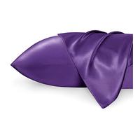 Bedsure Satin Pillowcase for Hair - Similar to Silk Pillowcase, Cooling Pillow Cases 2 Pack with Envelope Closure, Gifts for Women, Queen & Standard Size 50x75 cm, Petunia Purple